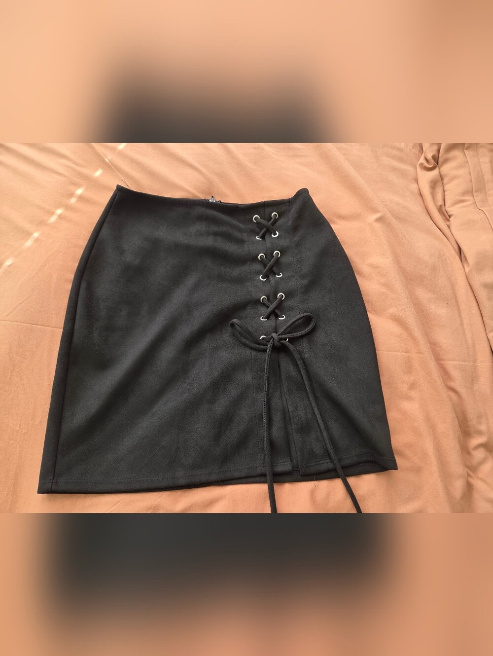 Windsor Black Lace-Up Mini Skirt